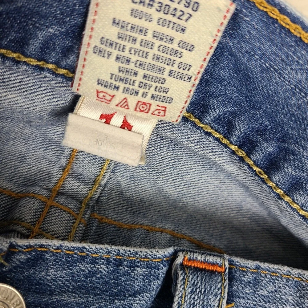 True Religion Jeans Mens 36x33 Blue Straight 100% Cotton‎ Medium Wash Denim